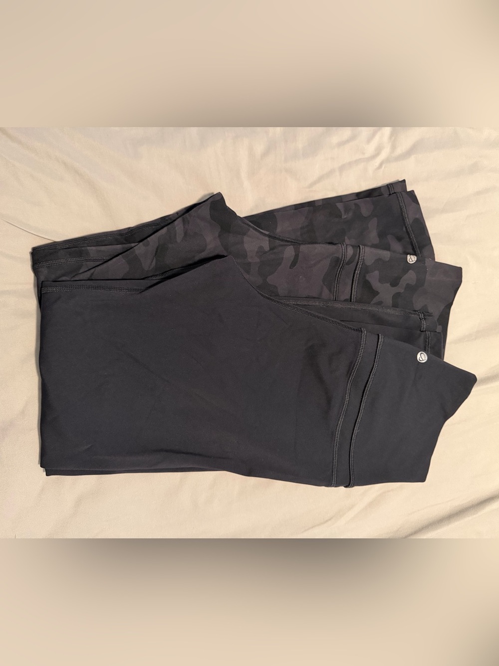 CRZ YOGA Black Leggings with Subtle Camo Panel-2 pairs